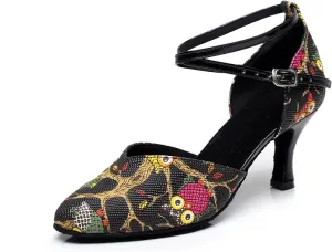 Minishion QJ6235 Women's Comfort Ankle Strap Pleather Latin Salsa Ballroom Dance Shoes