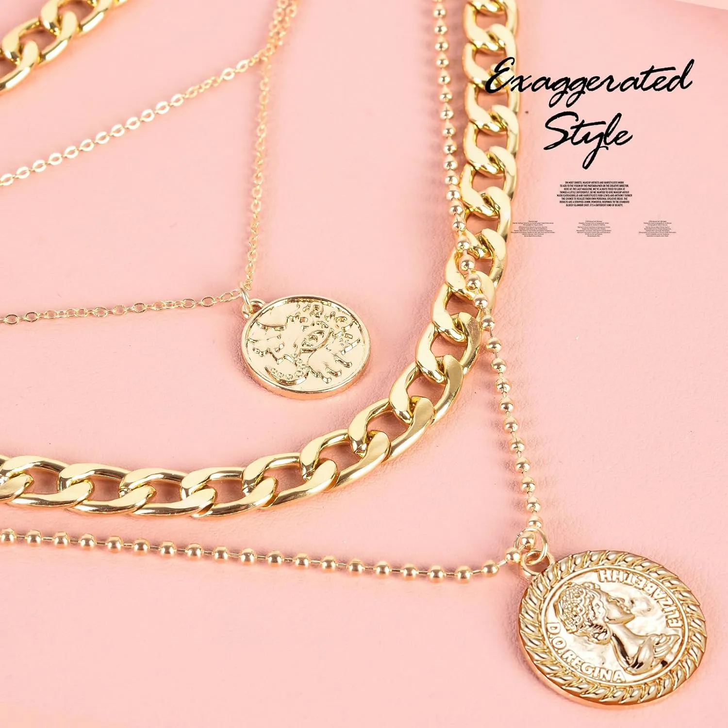 MJartoria Gold Layered Necklaces for Women Trendy Retro Coin Pendant Necklace Dainty Chunky Chain Choker Necklaces for Jewelry Birthday Gifts