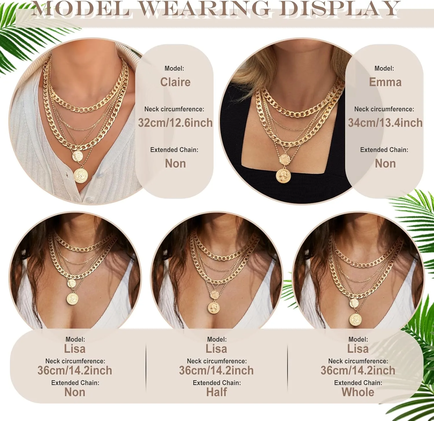 MJartoria Gold Layered Necklaces for Women Trendy Retro Coin Pendant Necklace Dainty Chunky Chain Choker Necklaces for Jewelry Birthday Gifts