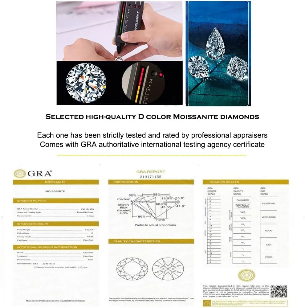 Moissanite Anniversary Rings for Women, D Color VVS1 Clarity18K White Gold Plated 925 Sterling Silver Moissanite Rings with Certificate, Engagement Wedding Bands Stackable Ring