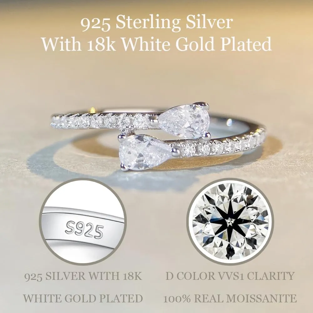 Moissanite Anniversary Rings for Women, D Color VVS1 Clarity18K White Gold Plated 925 Sterling Silver Moissanite Rings with Certificate, Engagement Wedding Bands Stackable Ring