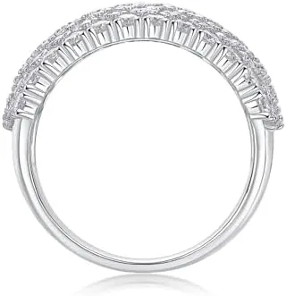 Moissanite Rings, D Color Lab Created Diamond Half Eternity Engagement Rings for Women, 18K Sterling Silver White Gold Promise Multi Stone Wedding Band Size 5-9