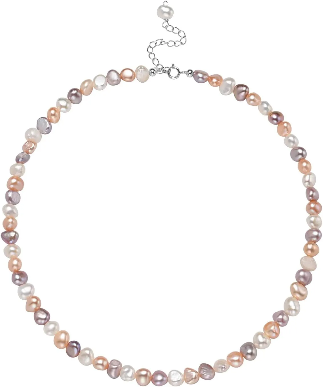 Natural Pearls Choker Necklace for Women Freshwater Baroque Pearl Strand Necklace Chain Cultured Baroque Pearl 925 Sterling Silver Clasp Choker