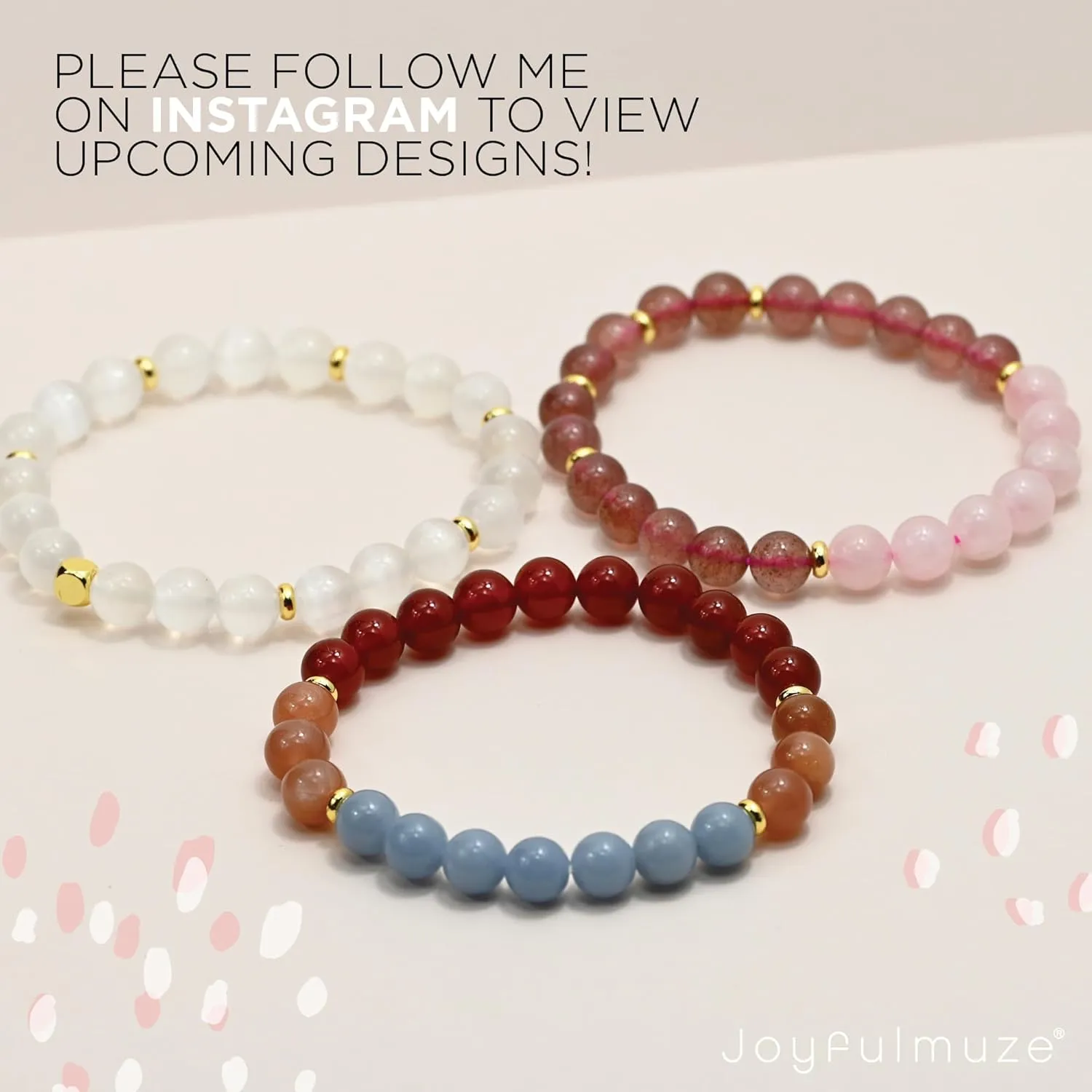 Natural Strawberry Quartz and Rose Quartz Bracelet, Handmade Jewelry for Women and Girls, (Strawberry-Quartz-Rose-Quartz)