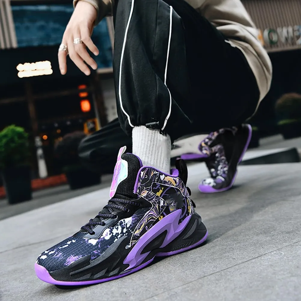 NCNDB Unisex Fashion Basketball Shoes High Top Anti Slip Sneakers Breathable Running Sports Shoes