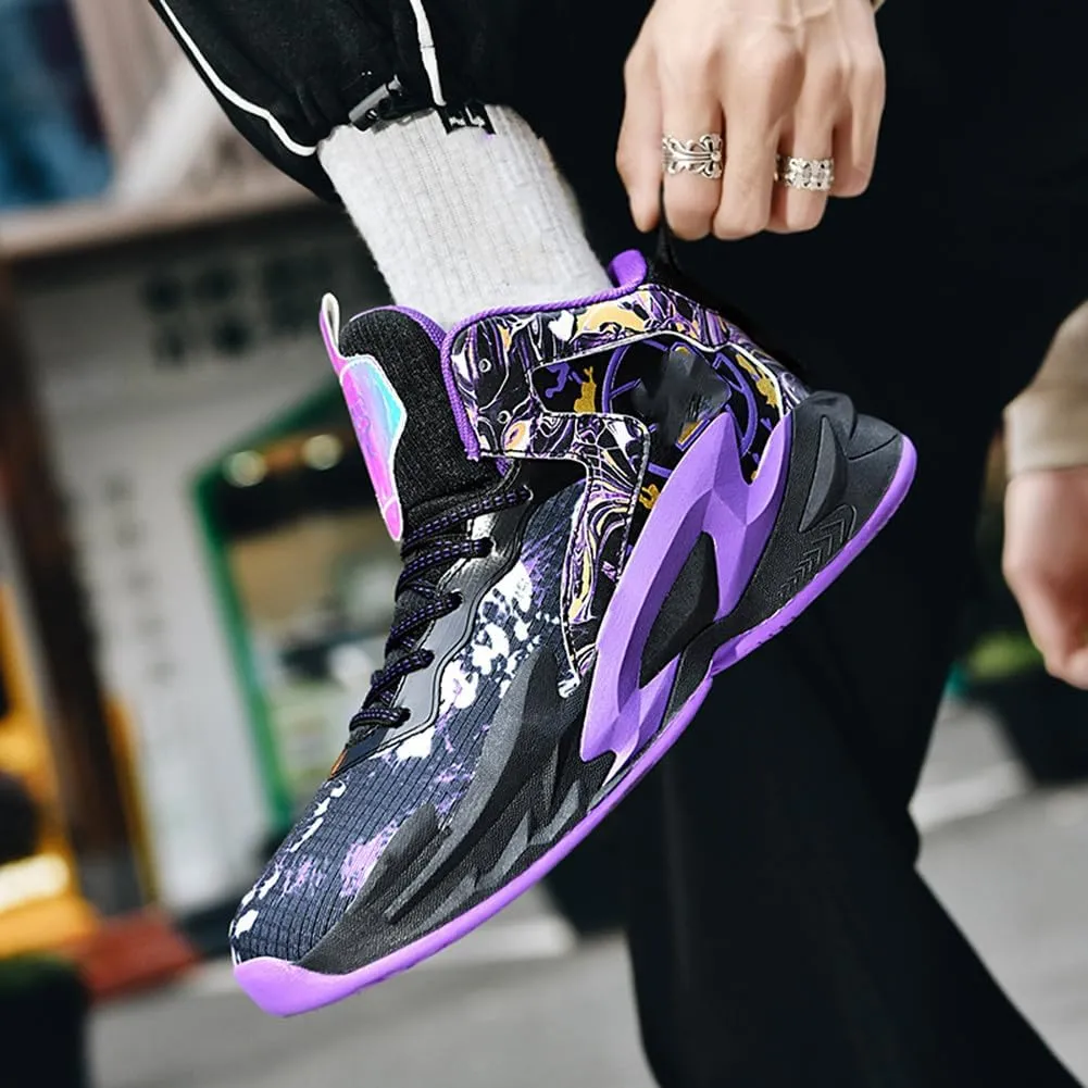 NCNDB Unisex Fashion Basketball Shoes High Top Anti Slip Sneakers Breathable Running Sports Shoes