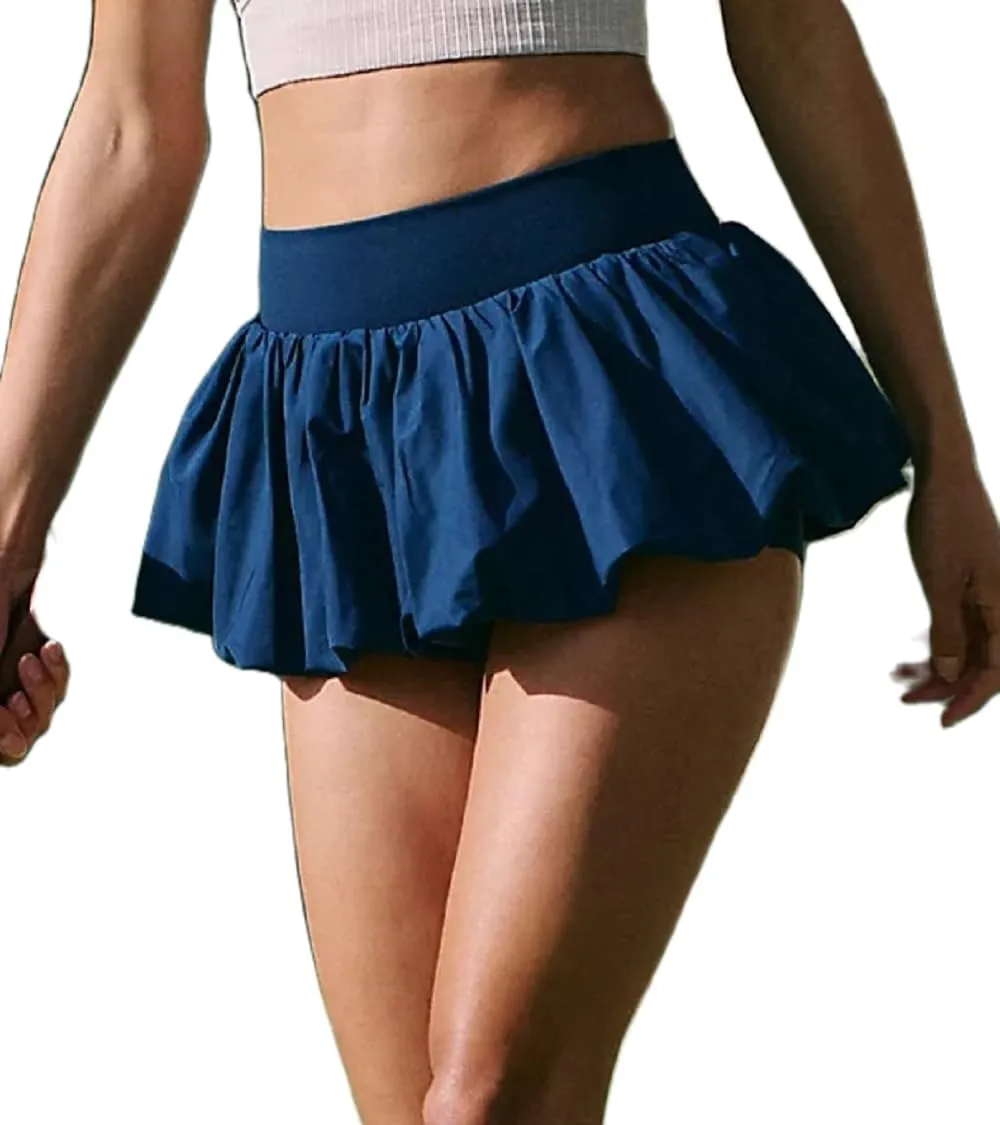 NUFIWI Bubble Skirt for Women High Waist Balloon Skorts Ruffle Puffy Hem Mini Skirts Summer Trendy Going Out Skirt