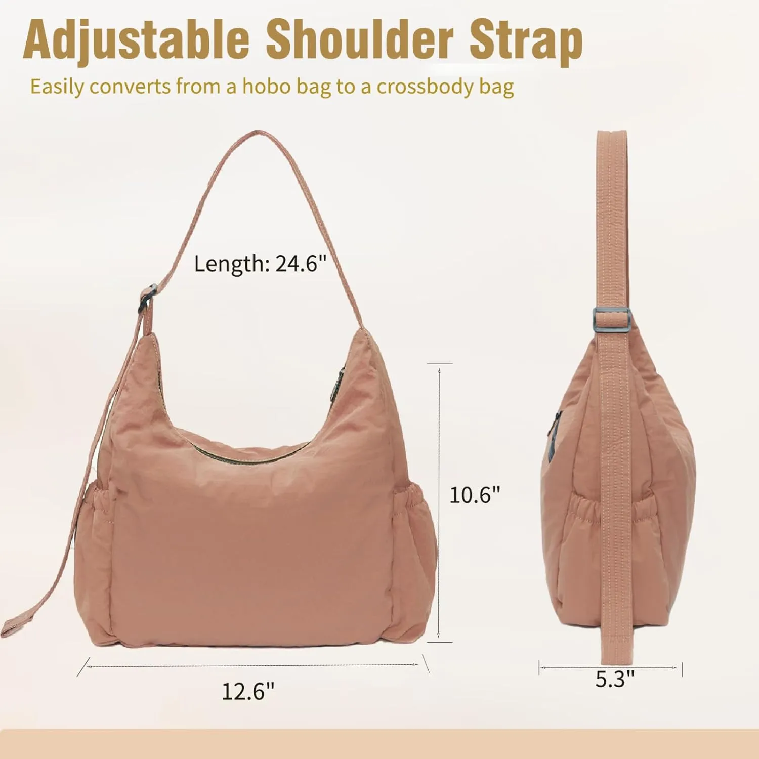 Nylon Hobo Crossbody Bags Lightweight Shoulder Bag Casual Work Travel Handbags 2025 Trendy with Adjustable Quilted Strap