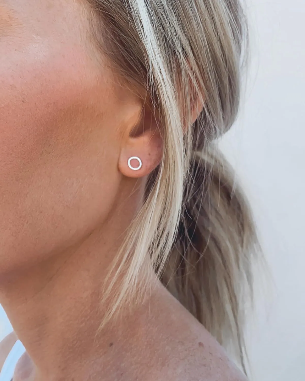 Open Circle Earrings, Silver or Gold Minimalist Studs, Dainty Circle Earrings