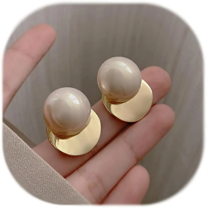 Pearl Earrings 8mm/10mm Silver Pearl Stud Earrings for Women Circular Triangular Metal Pearl Earrings Fashionable And Elegant Pearl Earring Accessories Hypoallergenic Wedding Earrings for Women