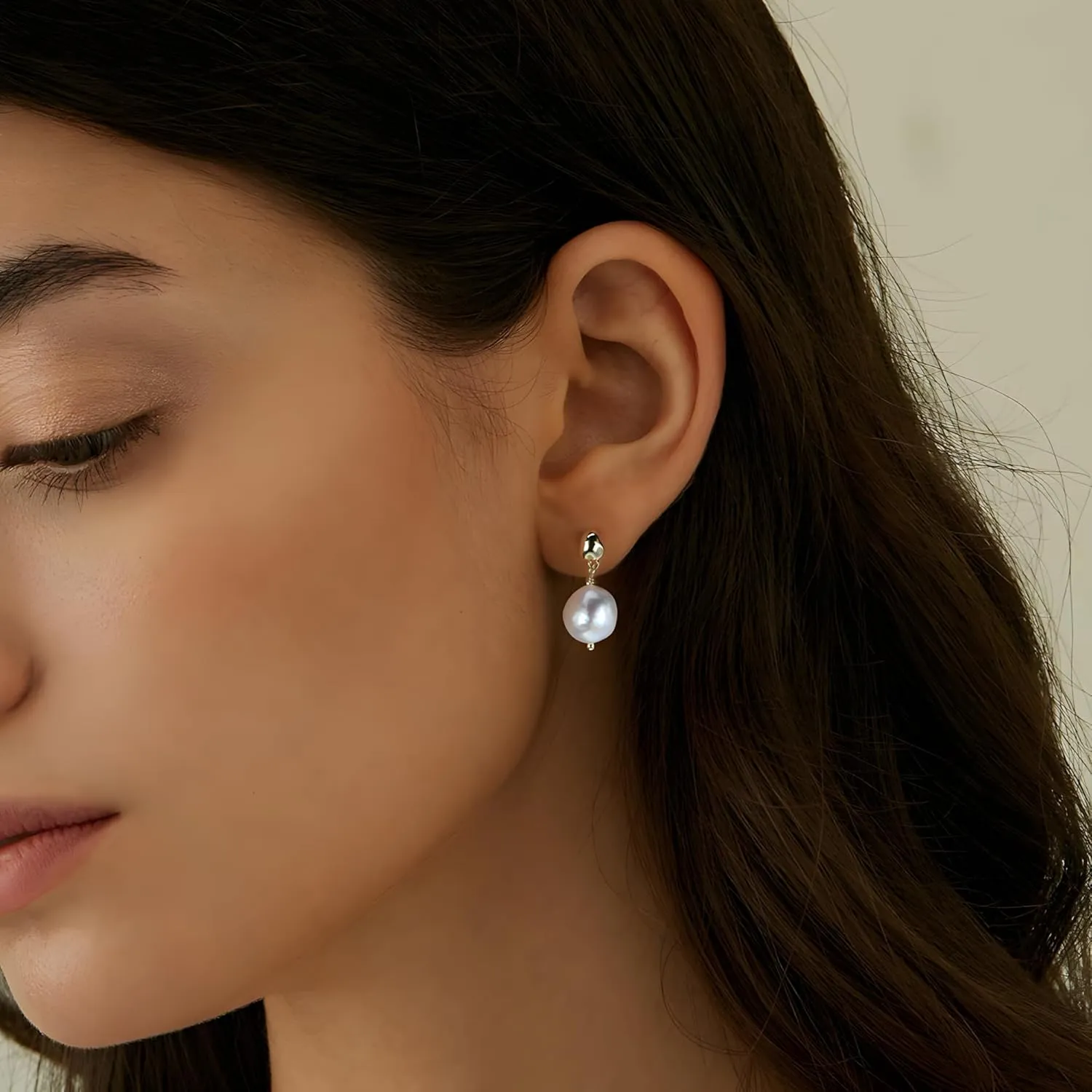 Pearl Earrings For Women, 925 Sterling Silver Freshwater And Baroque Pearls Dangle Drop Earrings 14K Gold Plated Hypoallergenic Dainty Jewelry Gifts For Women