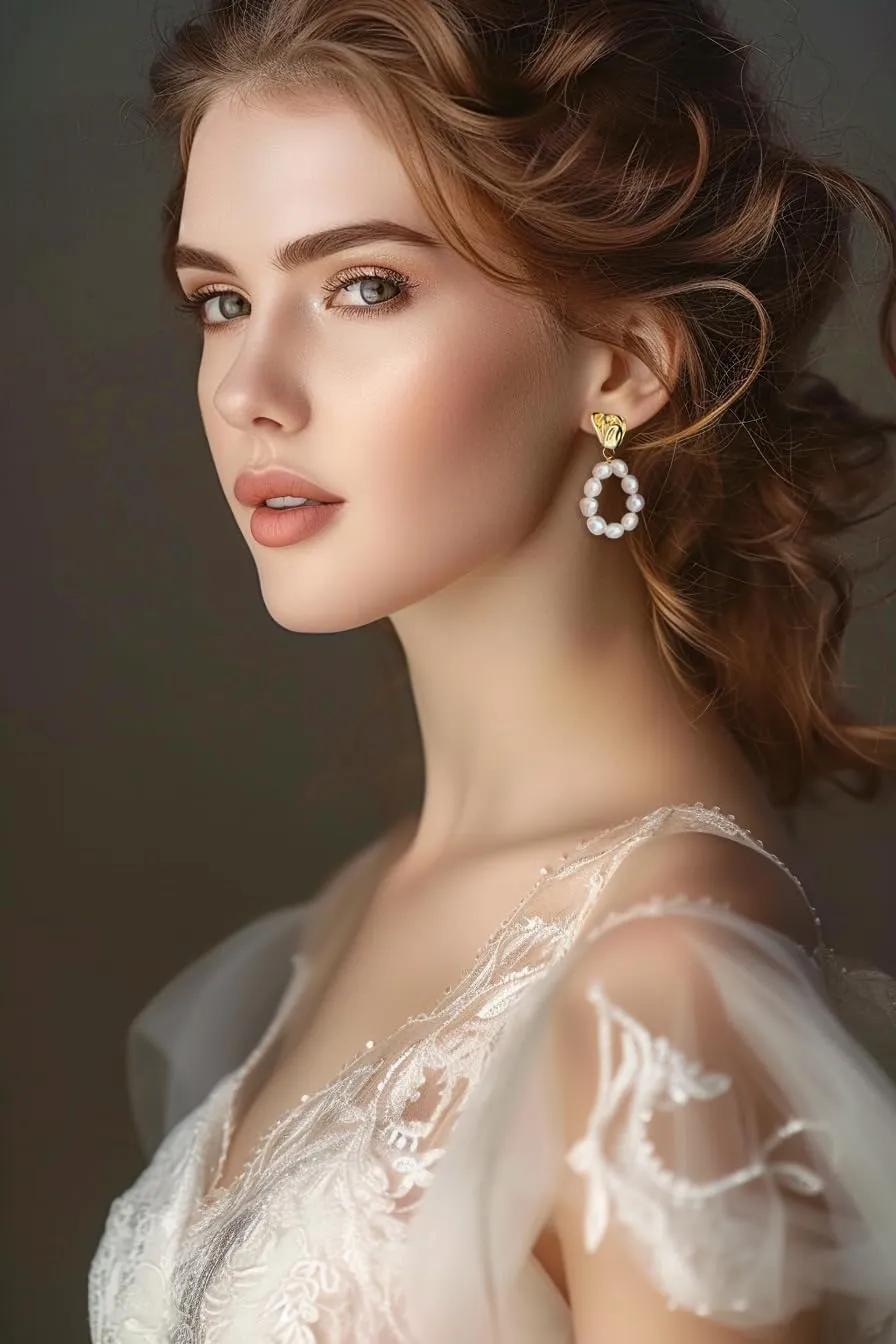 pearl hoop earrings Freshwater white baroque pearl Stud big drop dangle Earrings for Women lady 14K Gold plated Jewelry wedding Gift