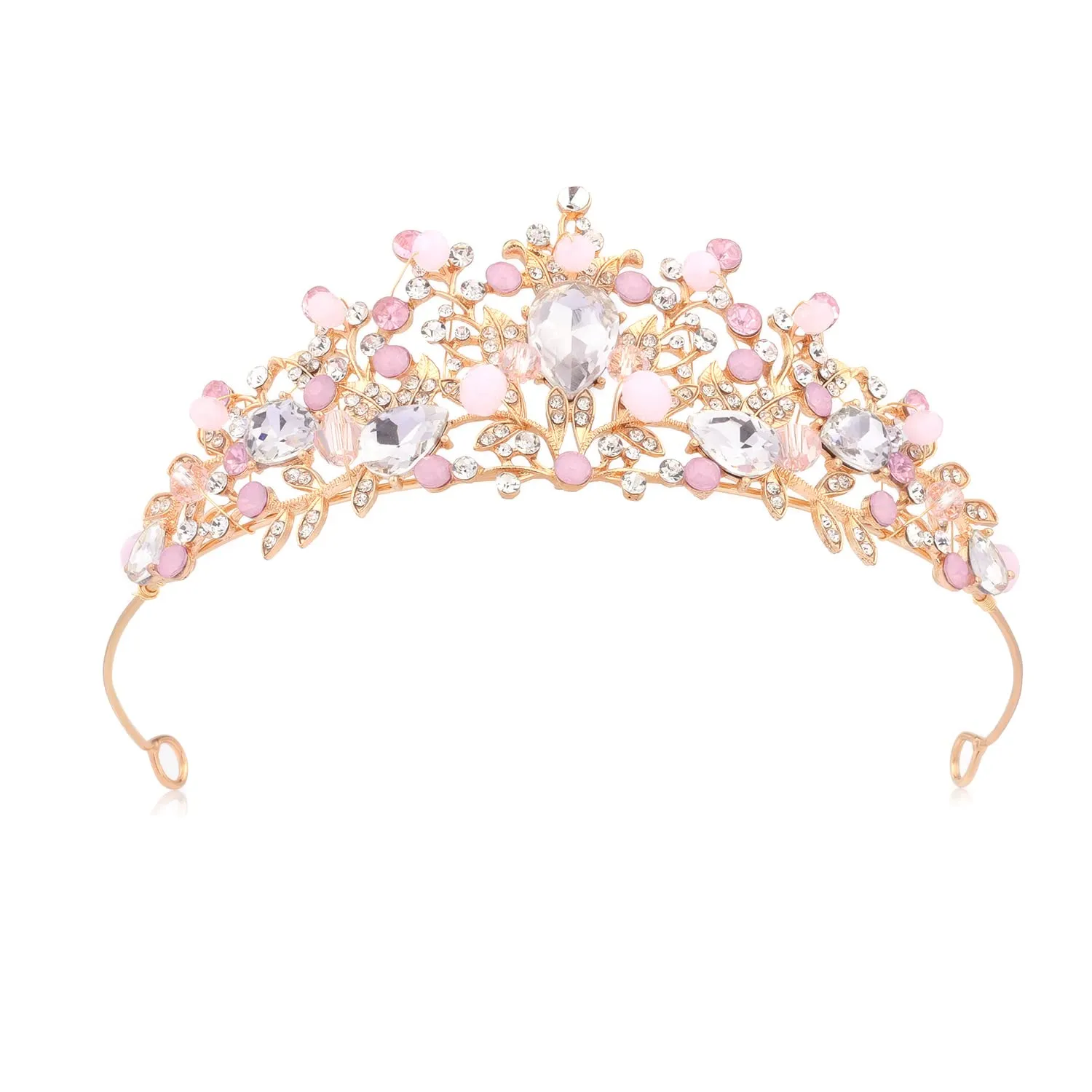 Pink Crystal Crown, Tiara Sweet Princess Crown Headband for Girls' Christmas Birthday Party Celebration Costume