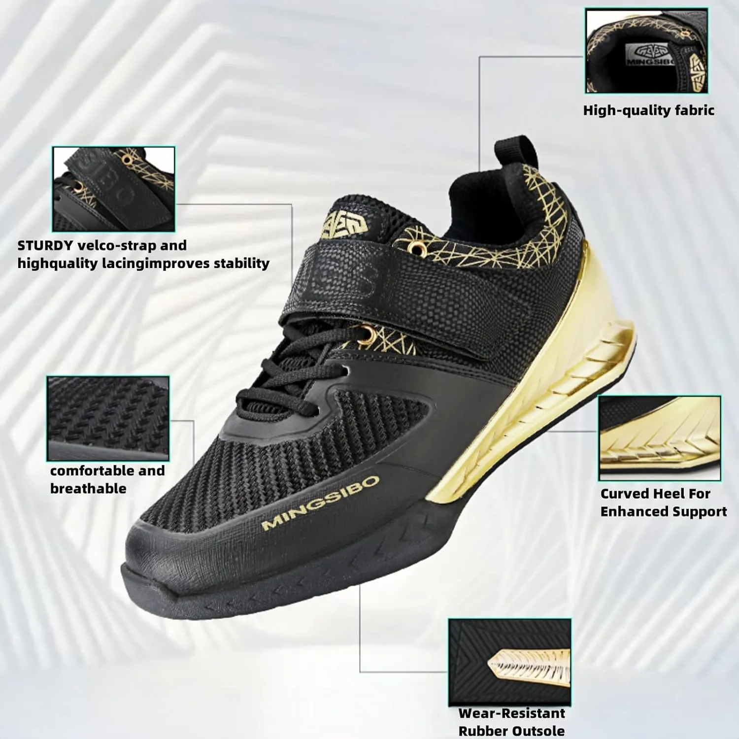 Powerlifting Shoes for Heavy Weightlifting Gym for Crossfit Lifting Training Footwear Weight Lifting for Men Squat Shoes Powerlifting with Rubber Non-Slip Sole