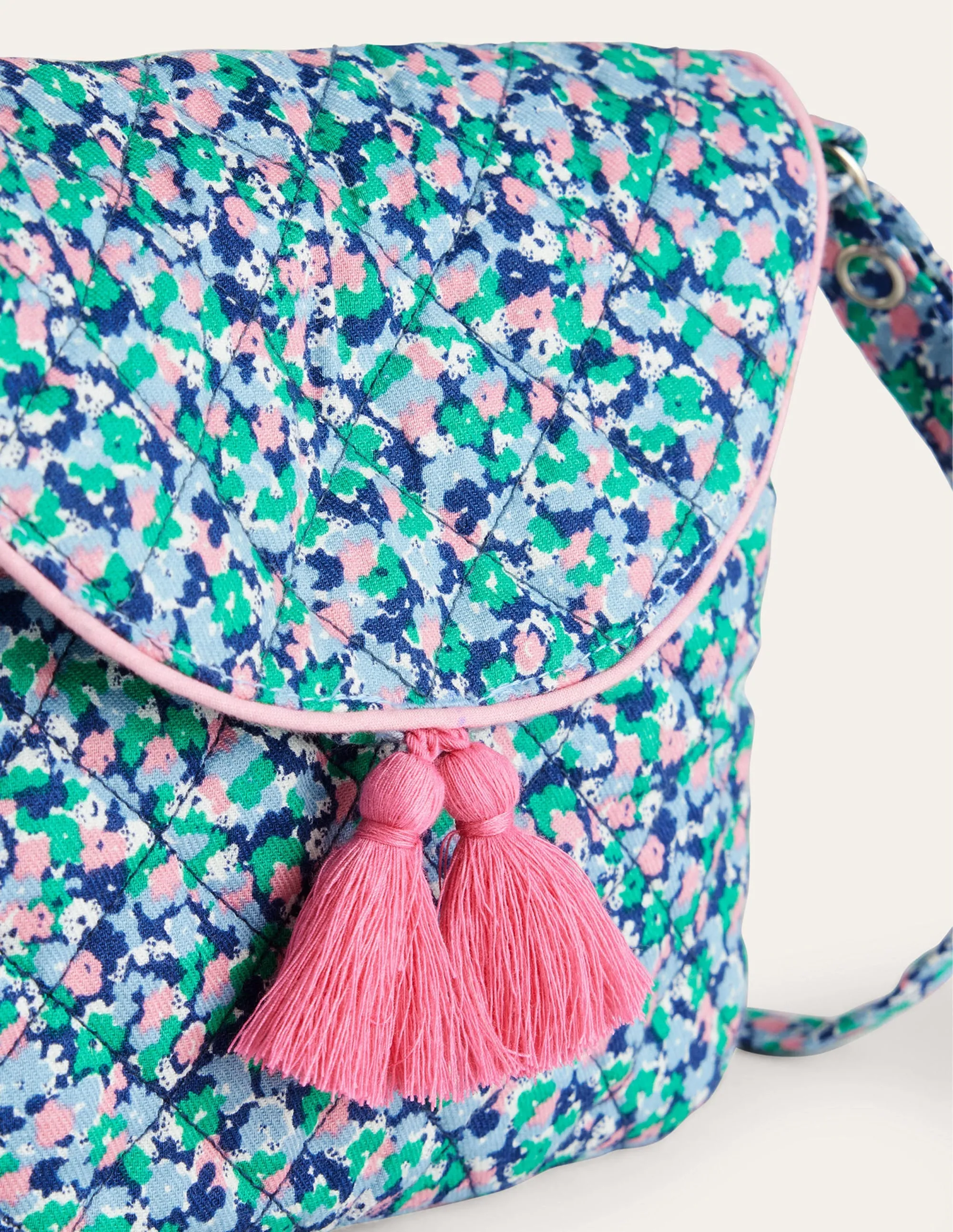 Quilted Crossbody Bag-Blue Ditsy Floral