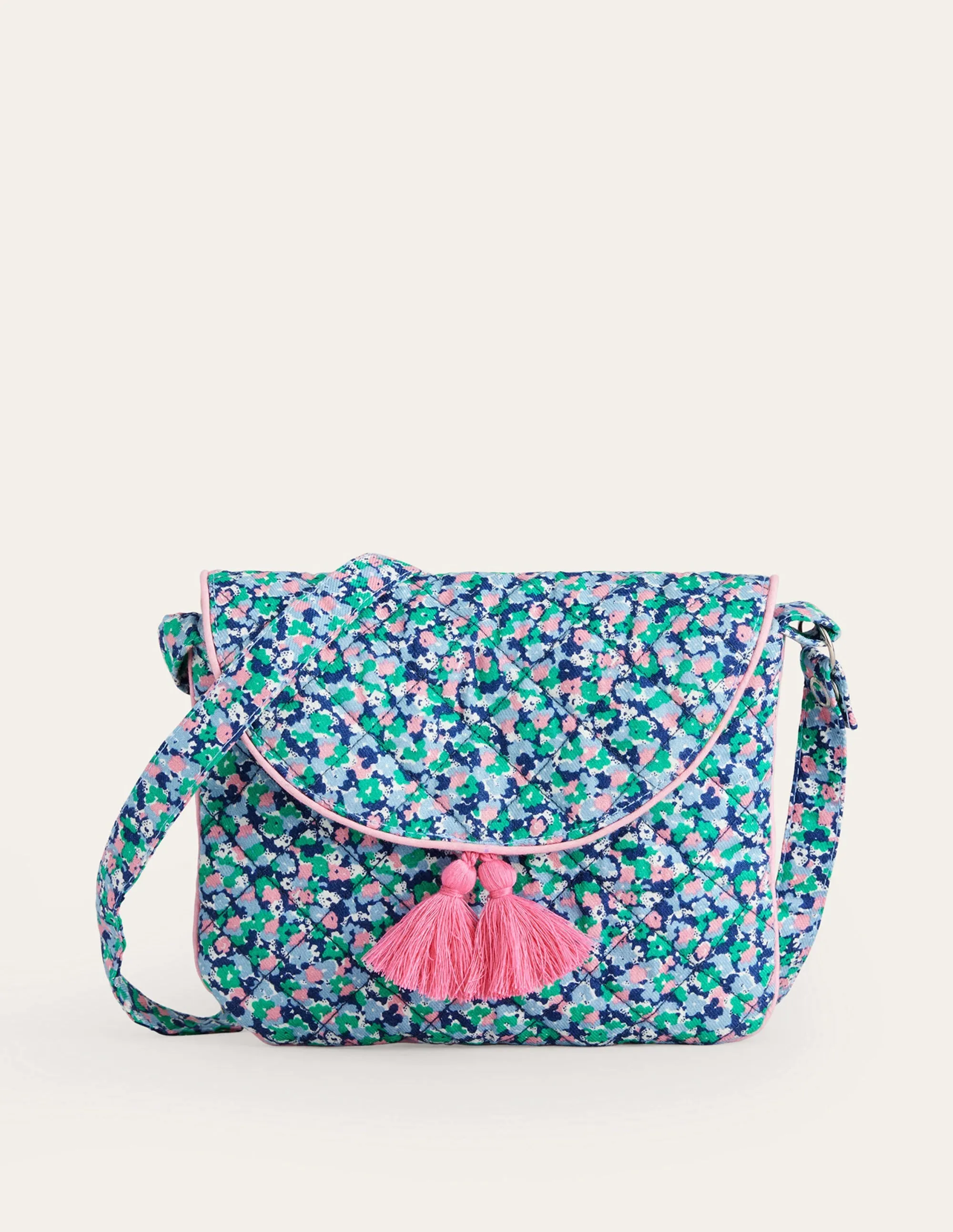 Quilted Crossbody Bag-Blue Ditsy Floral