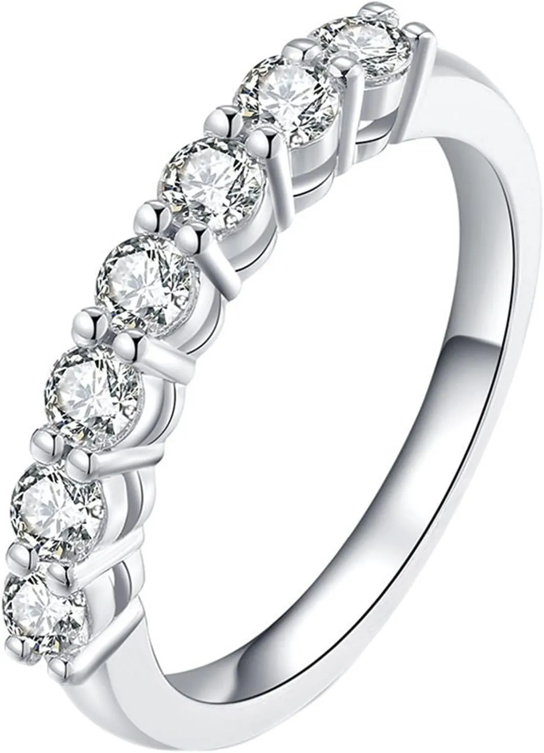 Real White Gold 14carat Women's Rings, 0.1ct Moissanite Promise Rings Silver, Stackable Customized Size Matching Rings for Couples for Wife