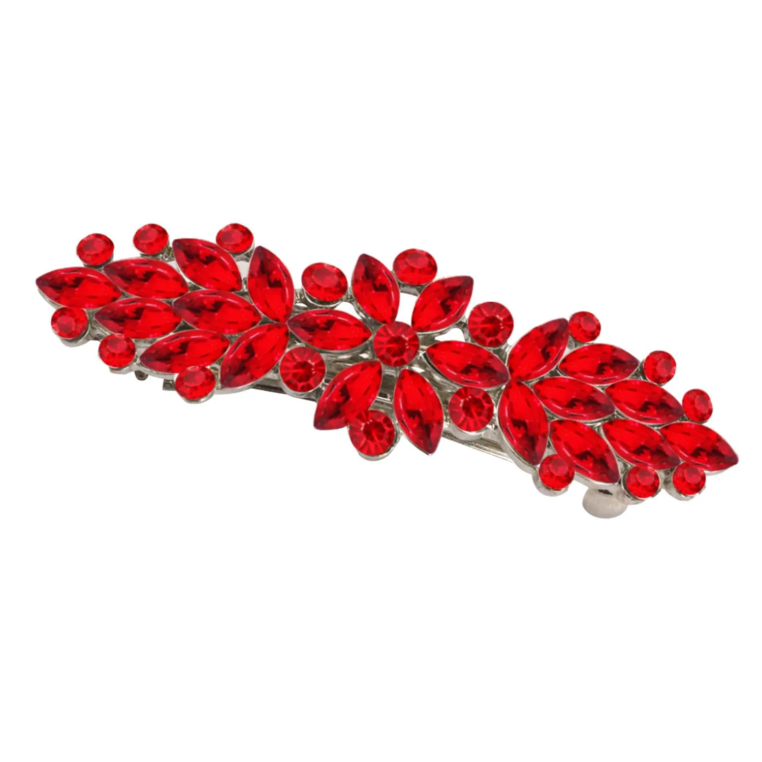 Red Austrian Hair Barrettes, Sparkly Zircon Crystal Hair Clips French Dedign Bridal Fashion Bling Rhinestons Hairpins, Wedding Hairgrip Hair Headwear Accessories for Women Girls Bride Bridesm