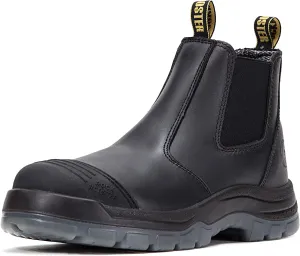ROCKROOSTER Mens Work Boots, 6 inch Steel Toe, Pull On Safety Leather Chelsea Work Shoes Static Dissipative(AK227, AK222)