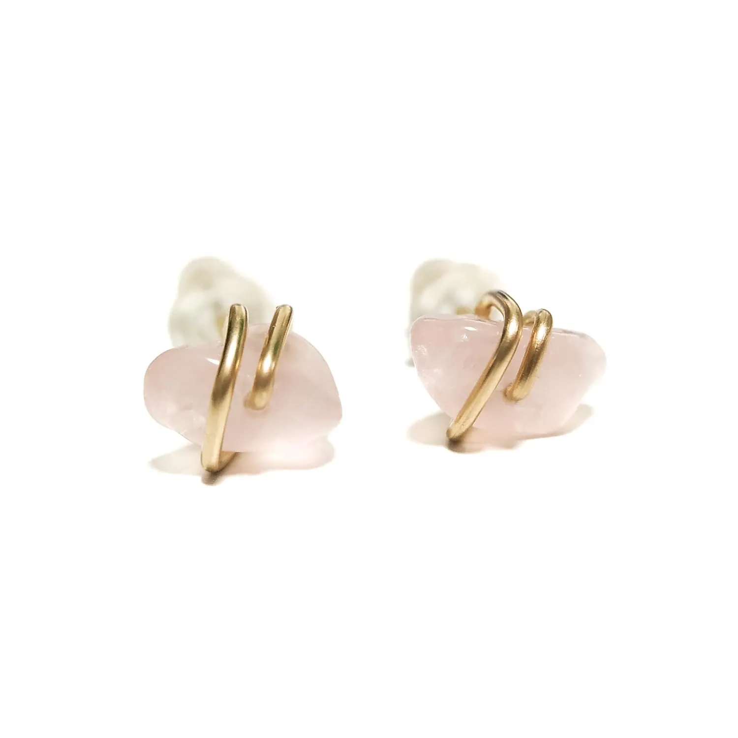 Rose Quartz Earrings - Rose Quartz Studs - Gold Rose Quartz Studs - Silver Rose Quartz Earrings - Stone Earrings (14k Rose Gold Filled)