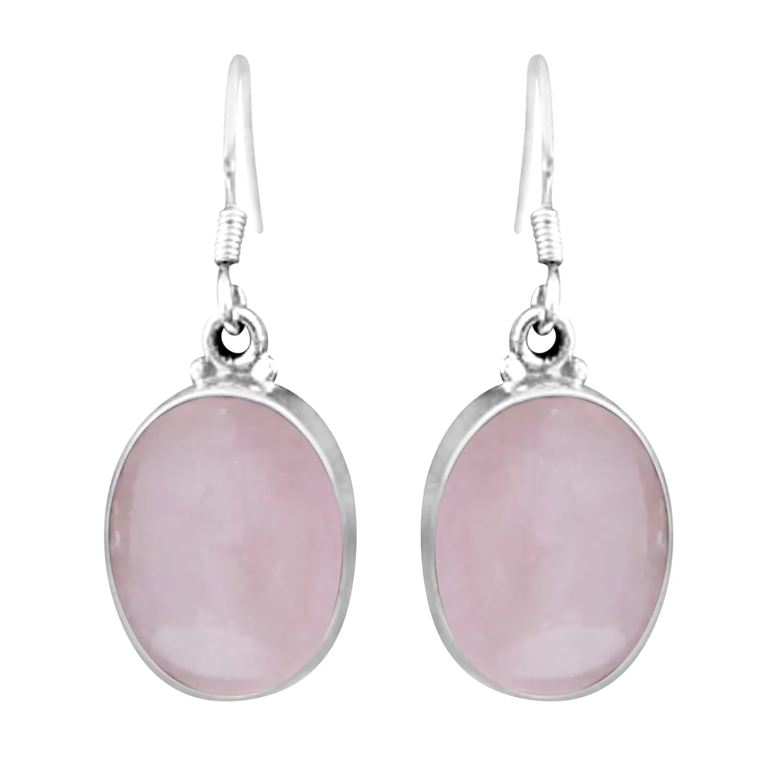 Rose Quartz Gemstone Earring, 925 Sterling Silver Women For Earrings Boho Pink Oval Gemston Birthday Gift Earring For Sis Wedding Gift