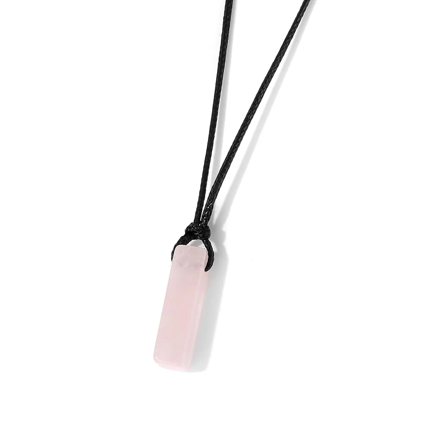 Rose Quartz Necklace for Men Women Rose Quartz Pendant Necklace Rope Adjustable Pink Crystal Necklace Natural Stone Necklace Rose Quartz Jewelry Rose Quartz Gifts for Women Men