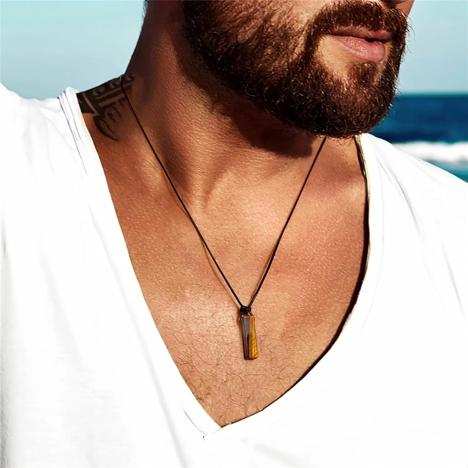 Rose Quartz Necklace for Men Women Rose Quartz Pendant Necklace Rope Adjustable Pink Crystal Necklace Natural Stone Necklace Rose Quartz Jewelry Rose Quartz Gifts for Women Men