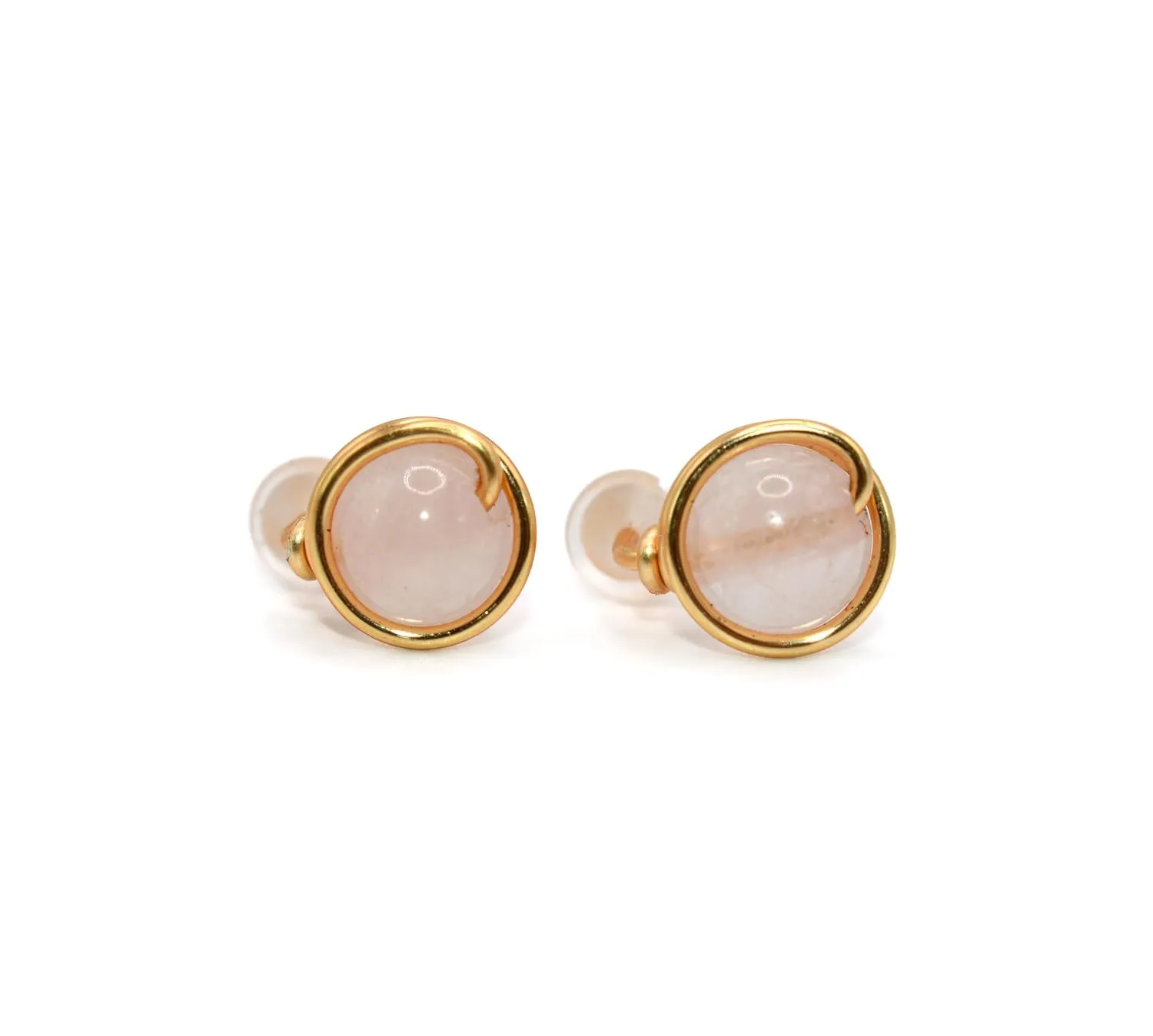 Rose Quartz - Stud Earrings - Healing Crystal - Earrings for Women - Gemstone - Handmade - Empower Women - Spiritual Protection Jewerly - Harmony and Protection Earrings - Love Earrings