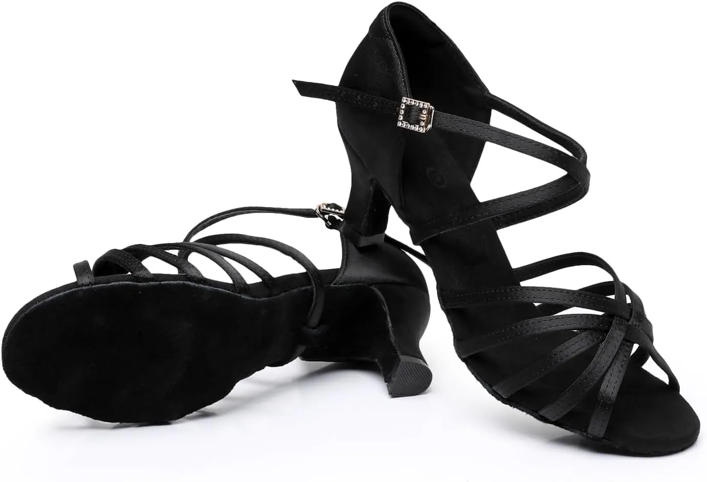 Rosefinch Women's Latin Dance Shoes Satin Professional Ballroom Salsa Practice Performance Wedding Dancing Shoes