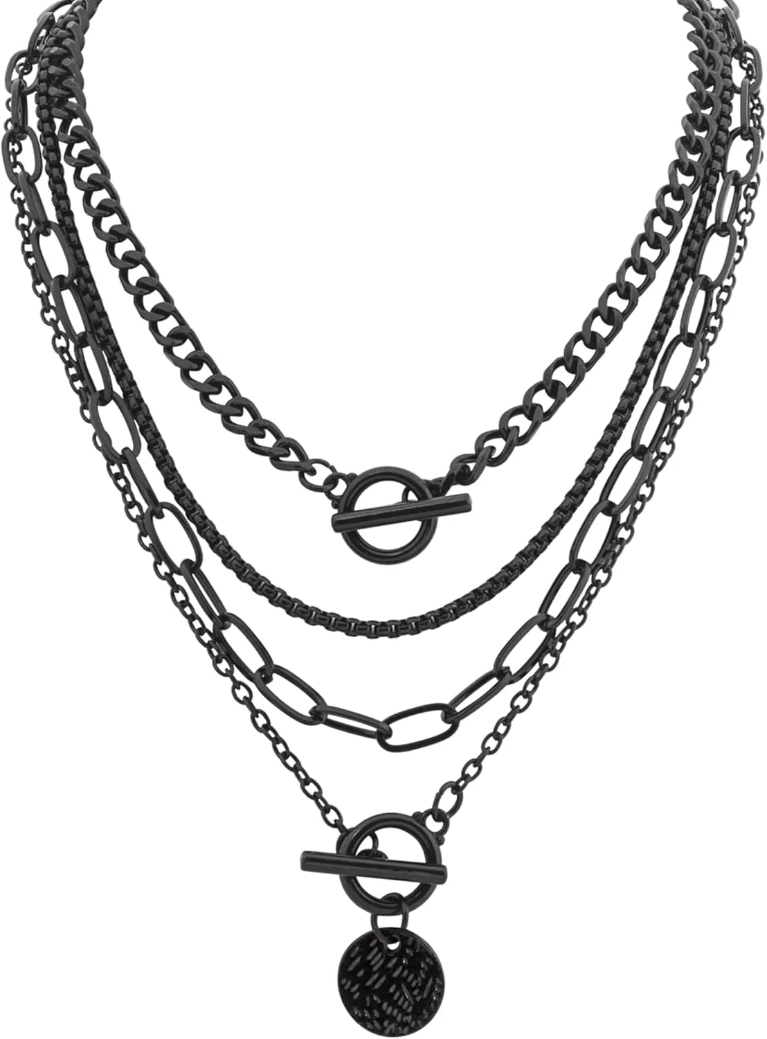 Sacina Goth Layered Coin Choker, Gothic Emo Punk Grunge Black Necklace, Goth Choker, Christmas Jewelry Gift for Women