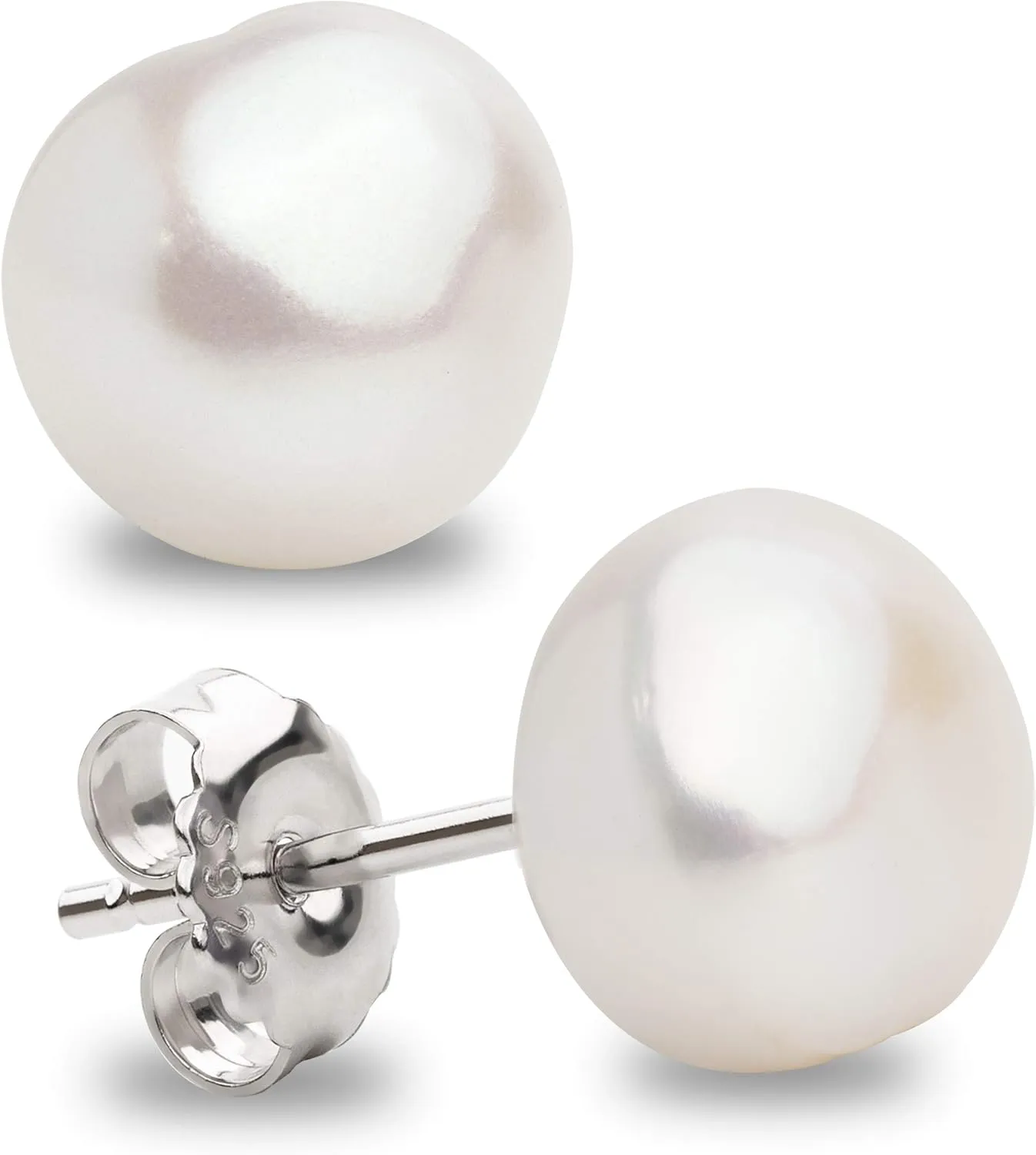 Secret & You  Women Pearl Stud Earring Freshwater Cultured Pearl | Baroque Shape | Sterling Silver 925, Available in 5 Sizes From 9-10 mm up to 13-14 mm