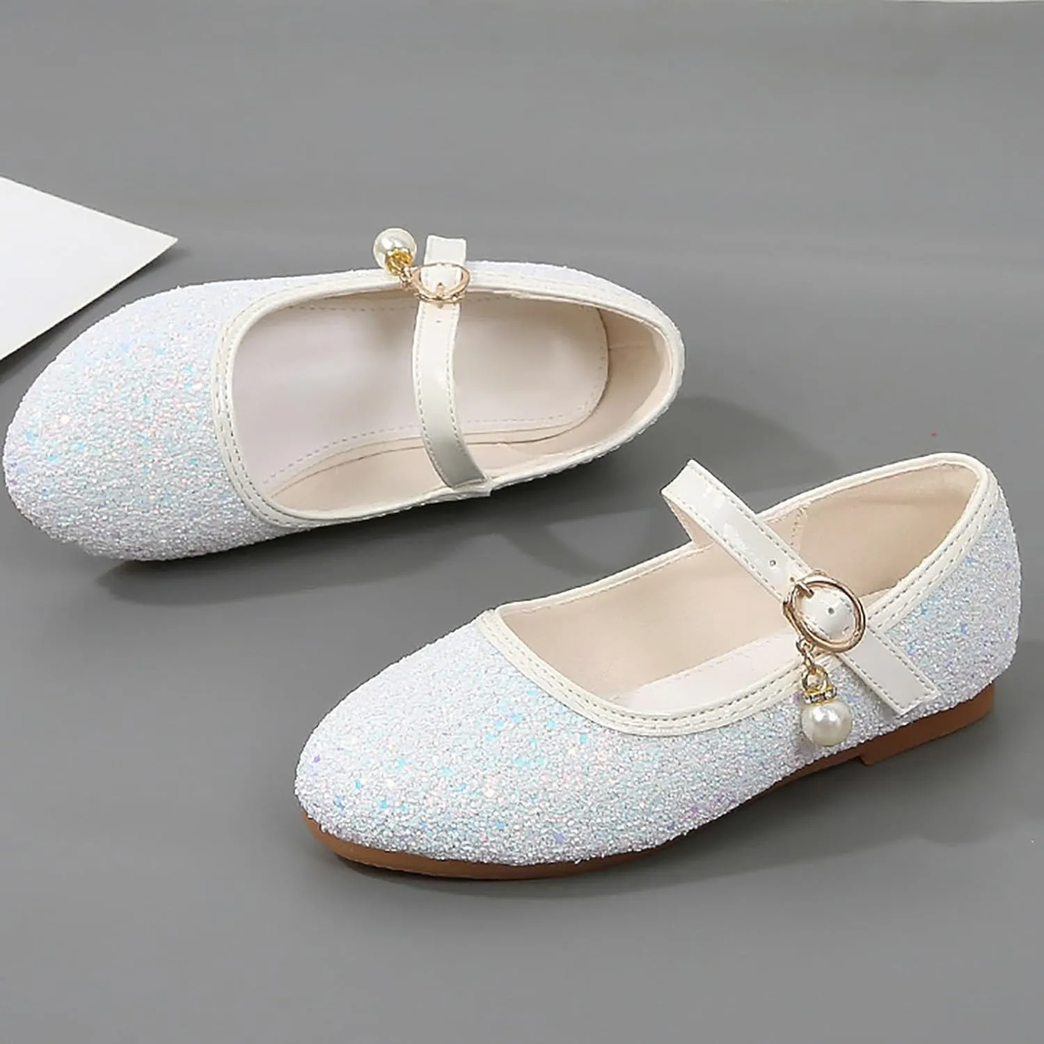 Sequins Sandals for Girls Kids Outdoor Dress Dance Loafers Shoes Toddler ??ow Heel Summer Casual Mary Jane Soft Sole