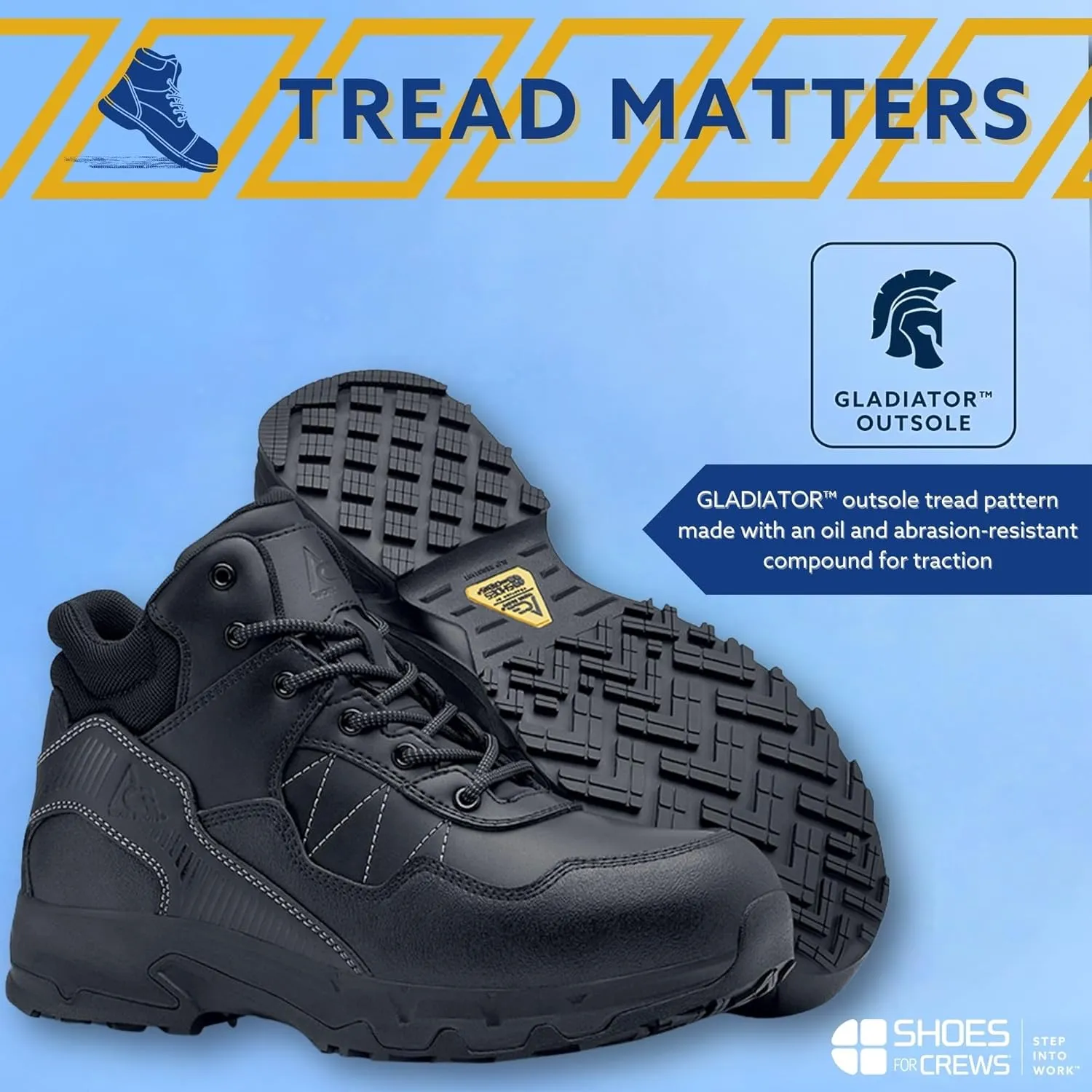 Shoes for Crews Piston Low and Mid, Men's, Women's, Unisex Soft Toe Slip Resistant Work Shoes, Water Resistant, Black