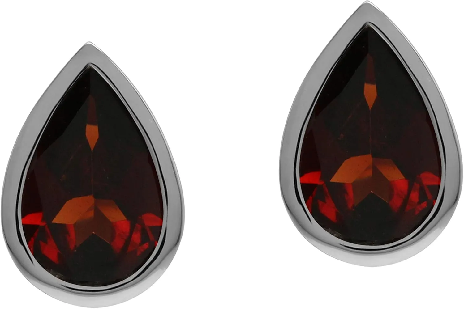 Silvershake 9X6mm Pear Drop Shape Gemstone White Gold Plated or Yellow Gold Plated 925 Sterling Silver Business Attire Bezel Set Stud Post Earrings for Women or Teens