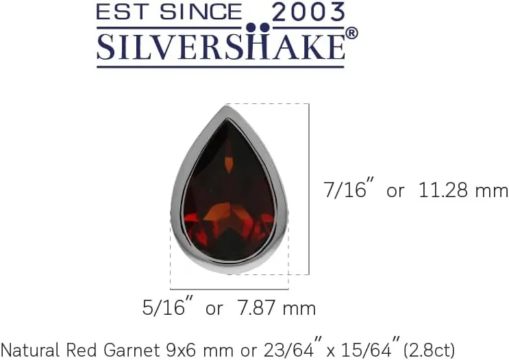 Silvershake 9X6mm Pear Drop Shape Gemstone White Gold Plated or Yellow Gold Plated 925 Sterling Silver Business Attire Bezel Set Stud Post Earrings for Women or Teens