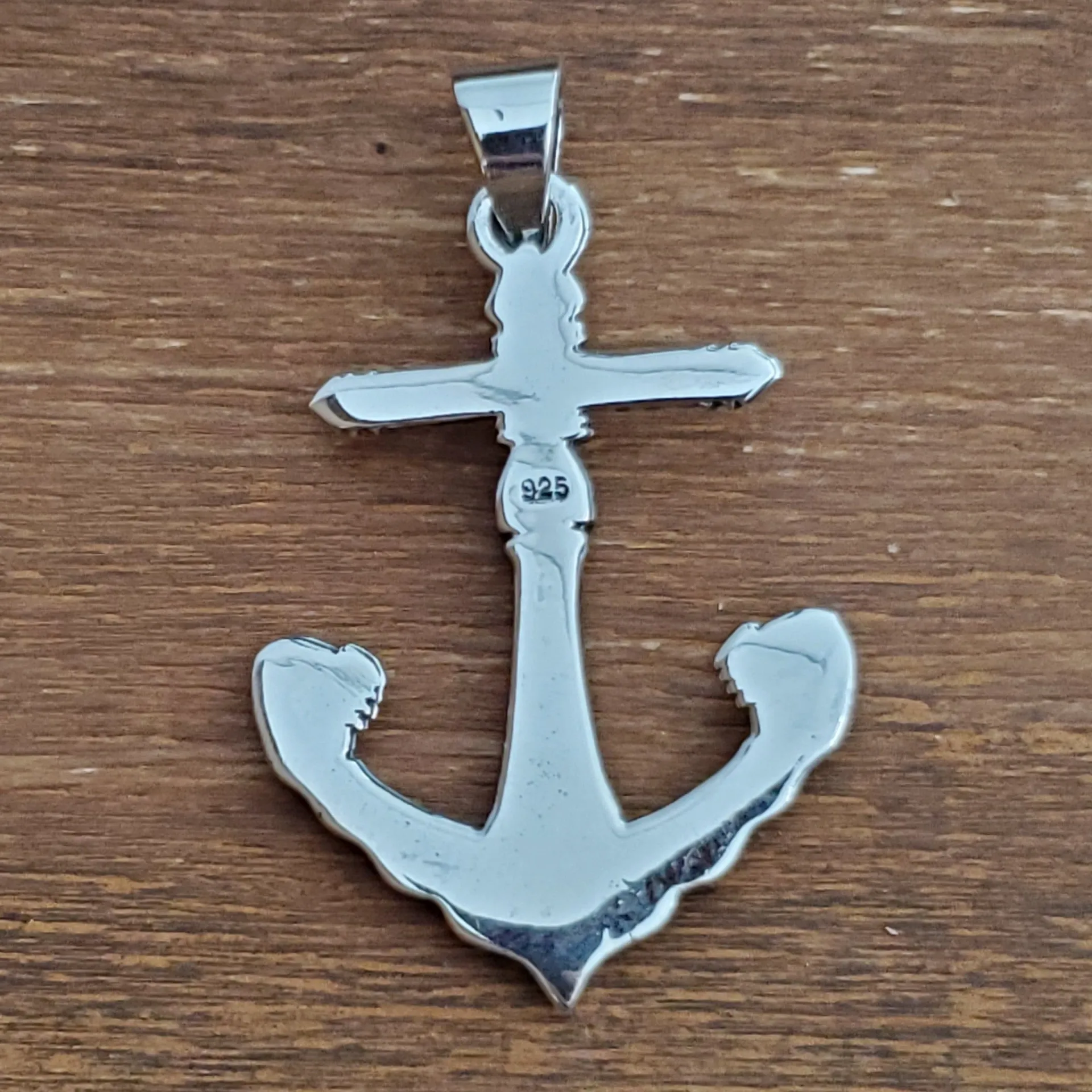 Skull Anchor Charm .925 Sterling Silver Nautical Pendant