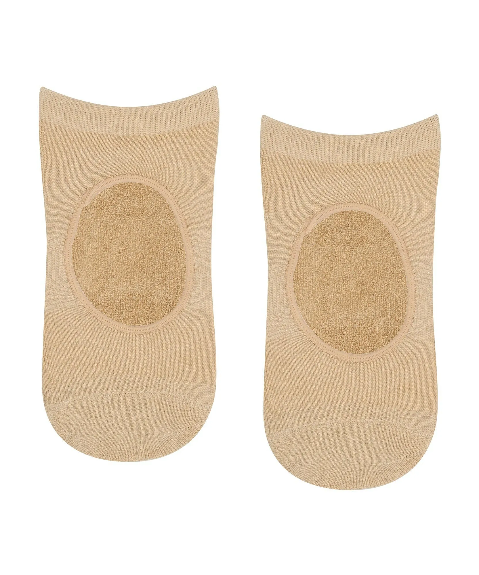Slide On Non Slip Grip Socks - Almond