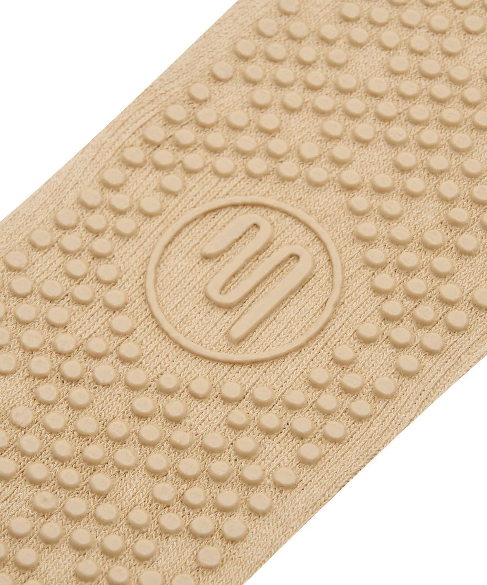 Slide On Non Slip Grip Socks - Almond