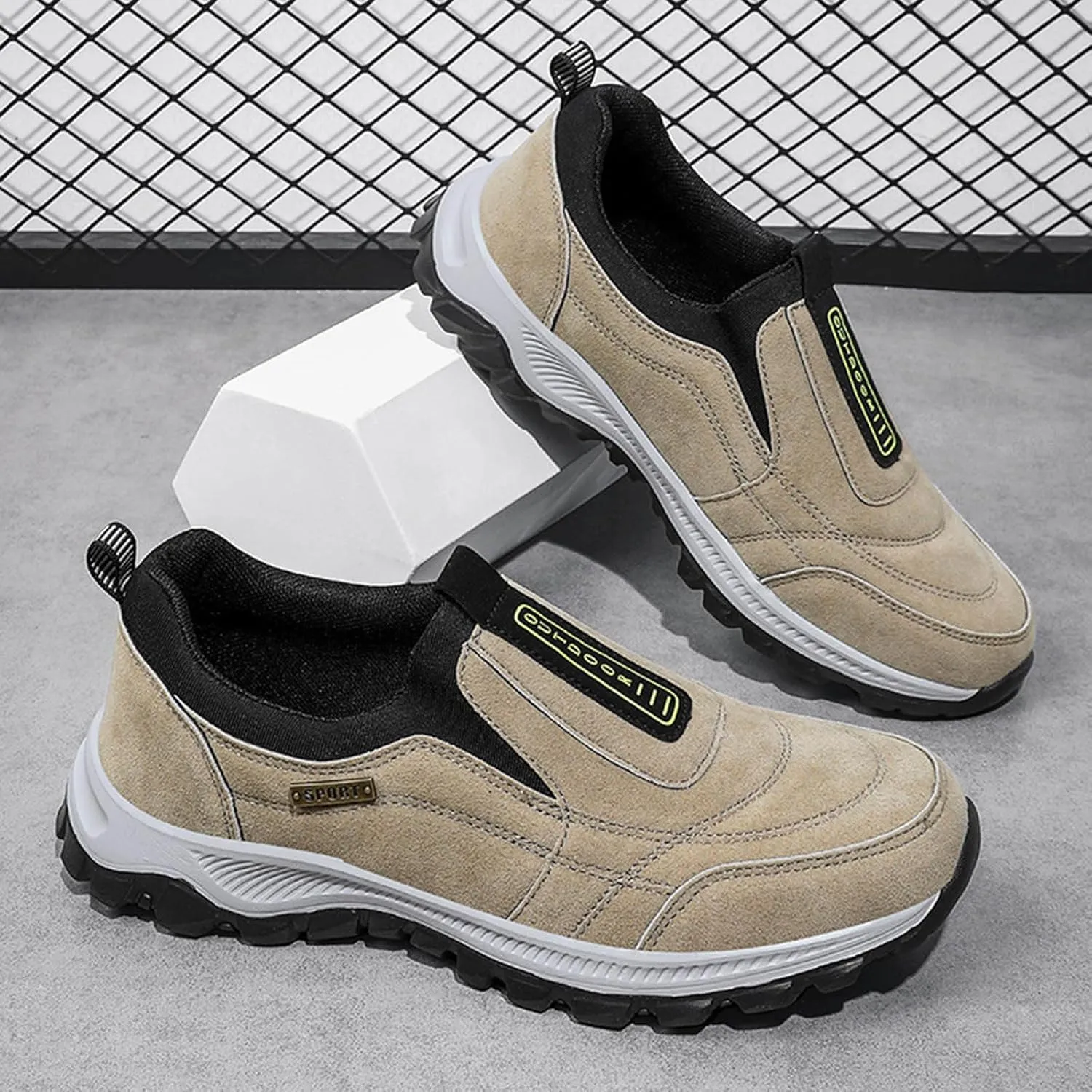 Slip on Hiking Shoes For Men Lightweight Non Slip Sneakers Walking Loafers with Arch Support Comfortable Work Shoes