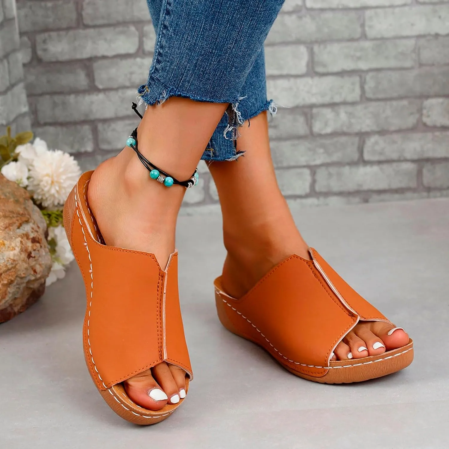 Slippers for Women Summer Orthopedic Sandals Fashion Casual Wedge Sandals Non-slip Lightweight Damping Sandal