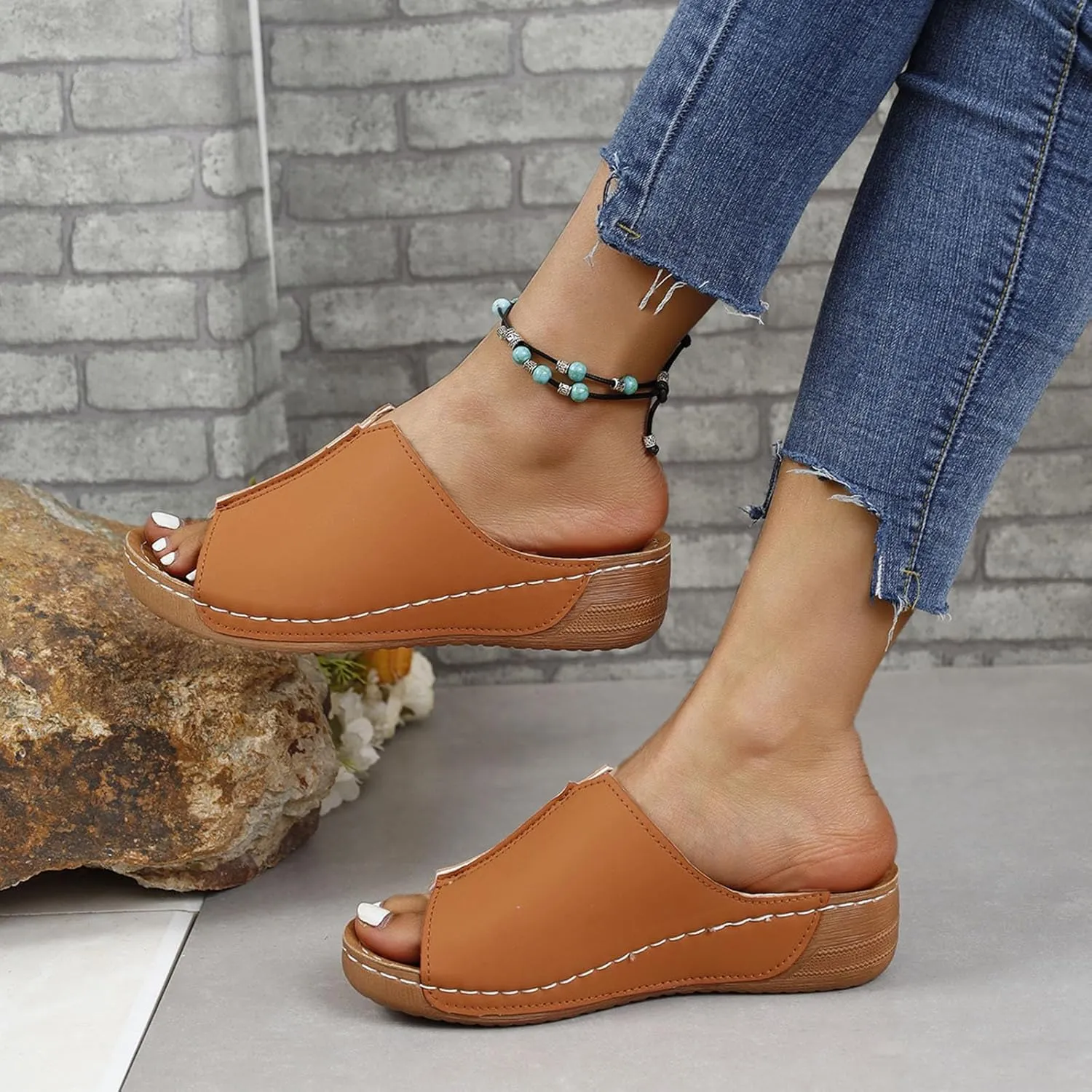 Slippers for Women Summer Orthopedic Sandals Fashion Casual Wedge Sandals Non-slip Lightweight Damping Sandal