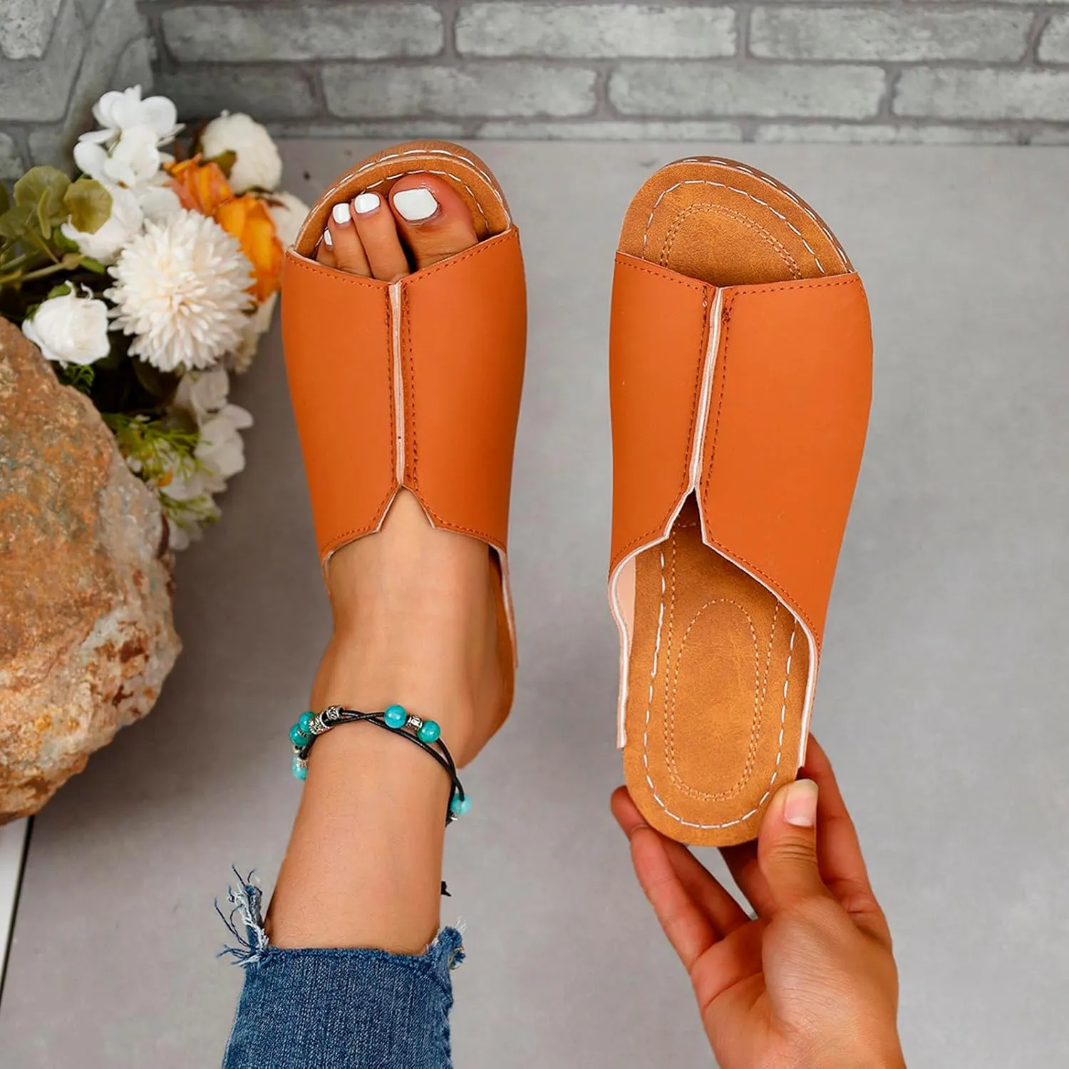 Slippers for Women Summer Orthopedic Sandals Fashion Casual Wedge Sandals Non-slip Lightweight Damping Sandal