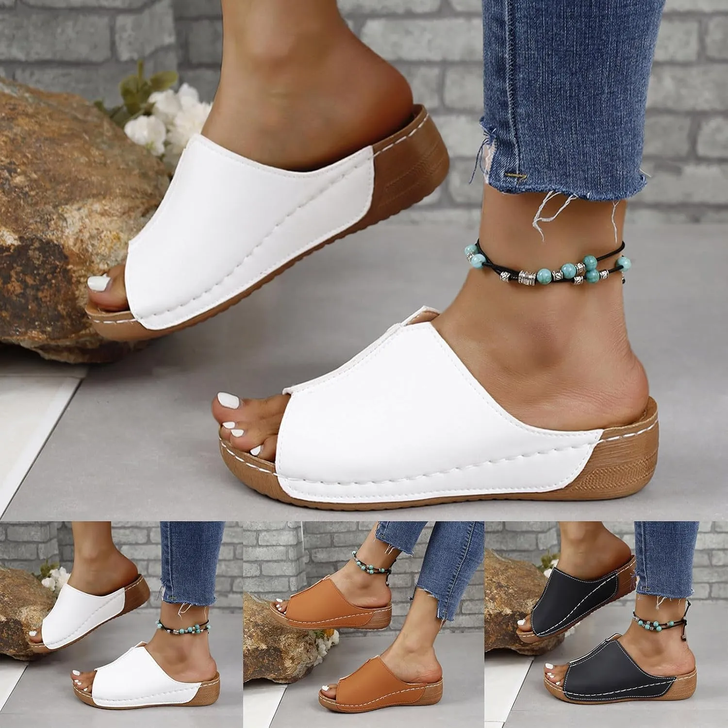 Slippers for Women Summer Orthopedic Sandals Fashion Casual Wedge Sandals Non-slip Lightweight Damping Sandal