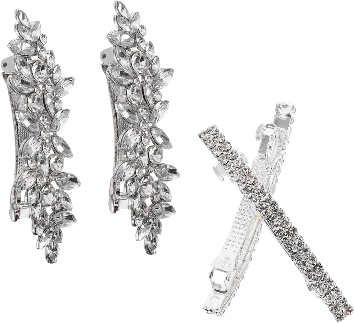 SOIMISS 4 Pcs Metal Barrettes Flower French Barrette Wedding Hairpins Bridal Hair Accessories For Women Bride Bridesmaid