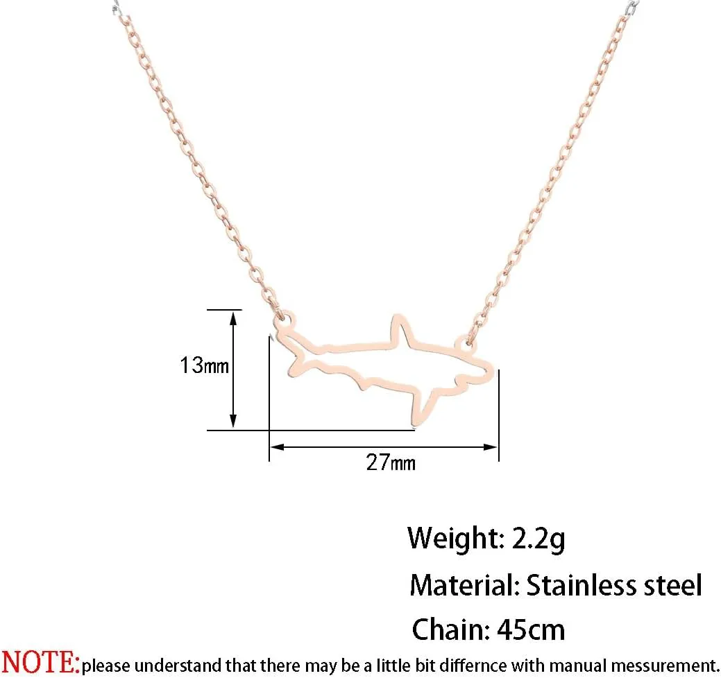 Stainless Steel Shark Pendant Necklace Mini Shark Animal Stud Earrings Minimalist Sea Shark Jewelry Gift for Women Teens