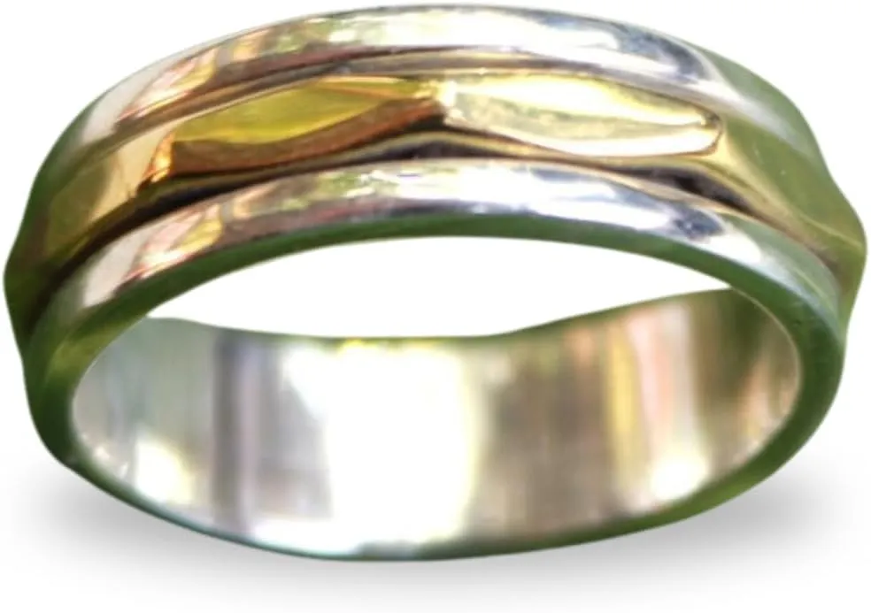 Sterling Silver Spinner Ring | Thumb Ring | Spinner Band | Dual Tone Ring | Fidget Ring | Meditation Ring | Handmade Ring | Statement Ring