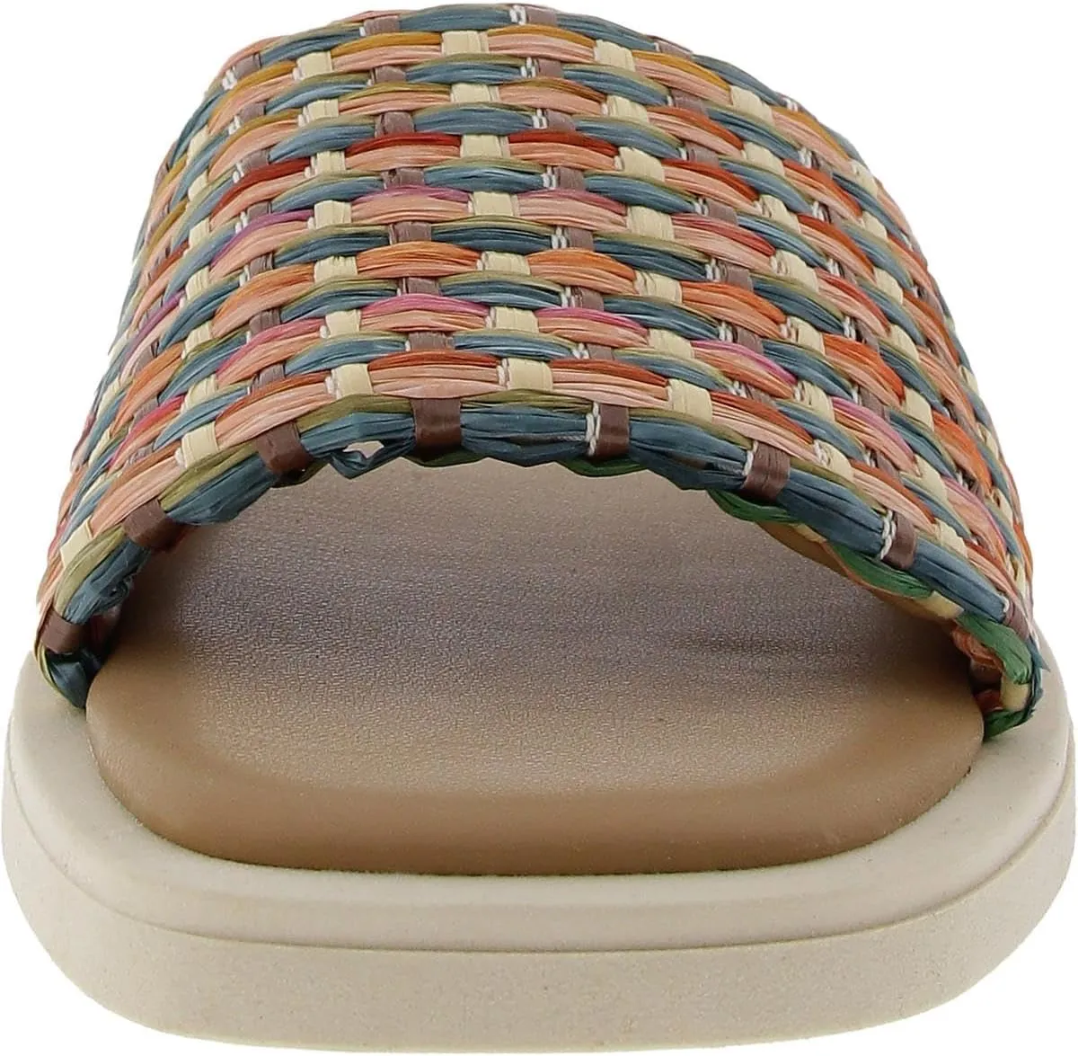 Steve Madden Womens Leigh Woven Straw Slide Sandals