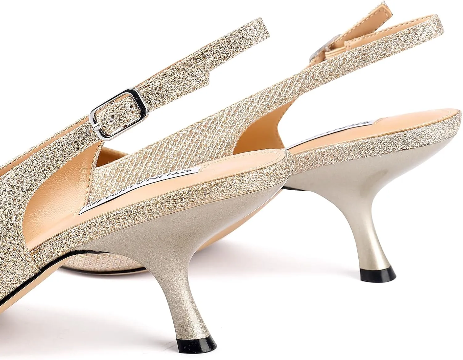 STUNAHOME Slingback Heels for Women Closed Pointed Toe Kitten Pumps Fashion Low Heel Wedding Casual Dress Shoes, Nude