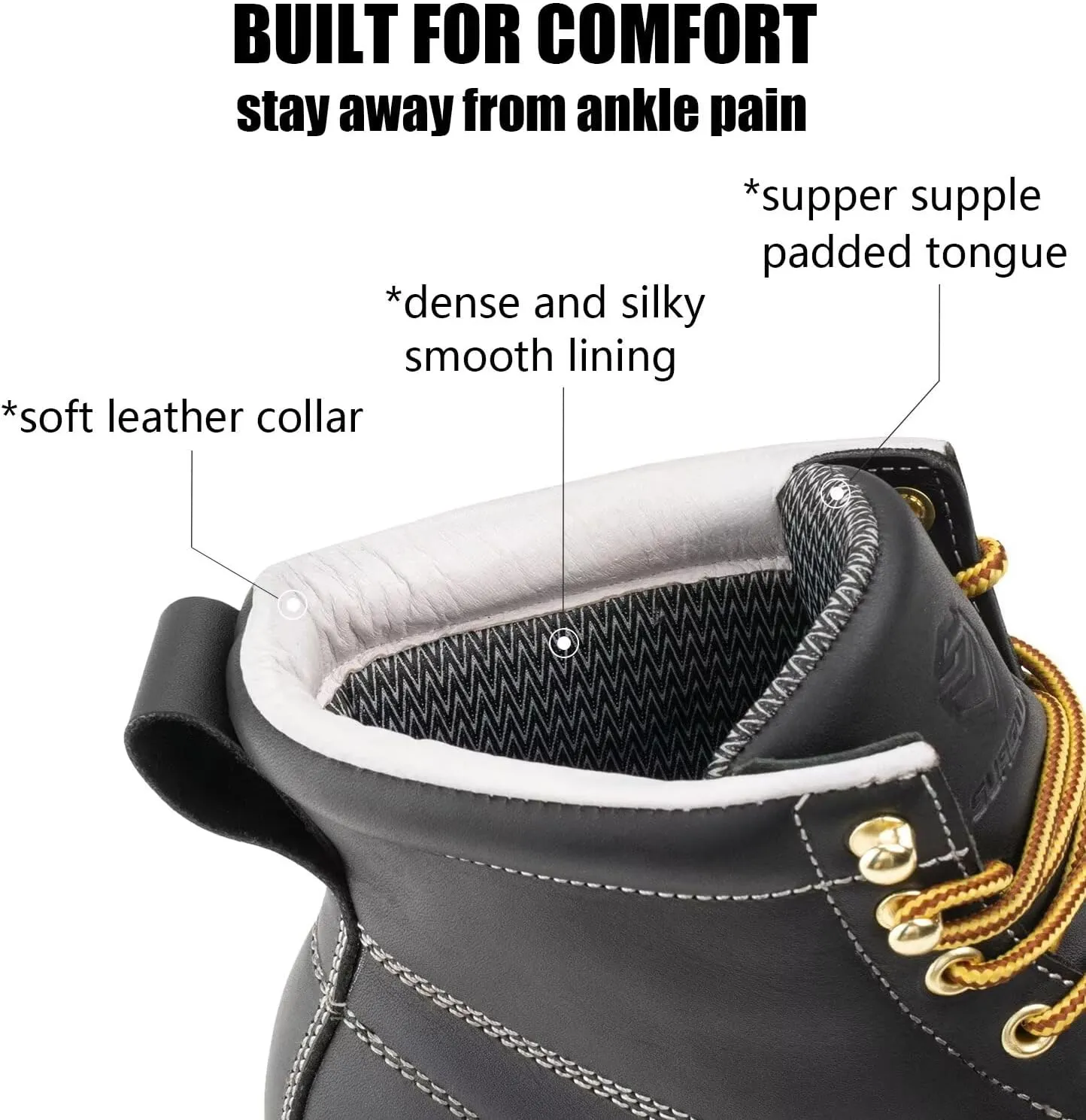 SUREWAY 6 Wedge Moc Toe Work Boots for Men - Soft Toe,Premium Full-Grain Leather,Lightweight Work Boots/Shoes,Comfort Insole,Oil/Slip Resistant,Real Goodyear,EH Rated Industrial Construction Boots