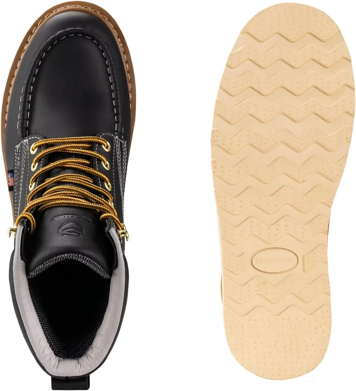 SUREWAY 6 Wedge Moc Toe Work Boots for Men - Soft Toe,Premium Full-Grain Leather,Lightweight Work Boots/Shoes,Comfort Insole,Oil/Slip Resistant,Real Goodyear,EH Rated Industrial Construction Boots